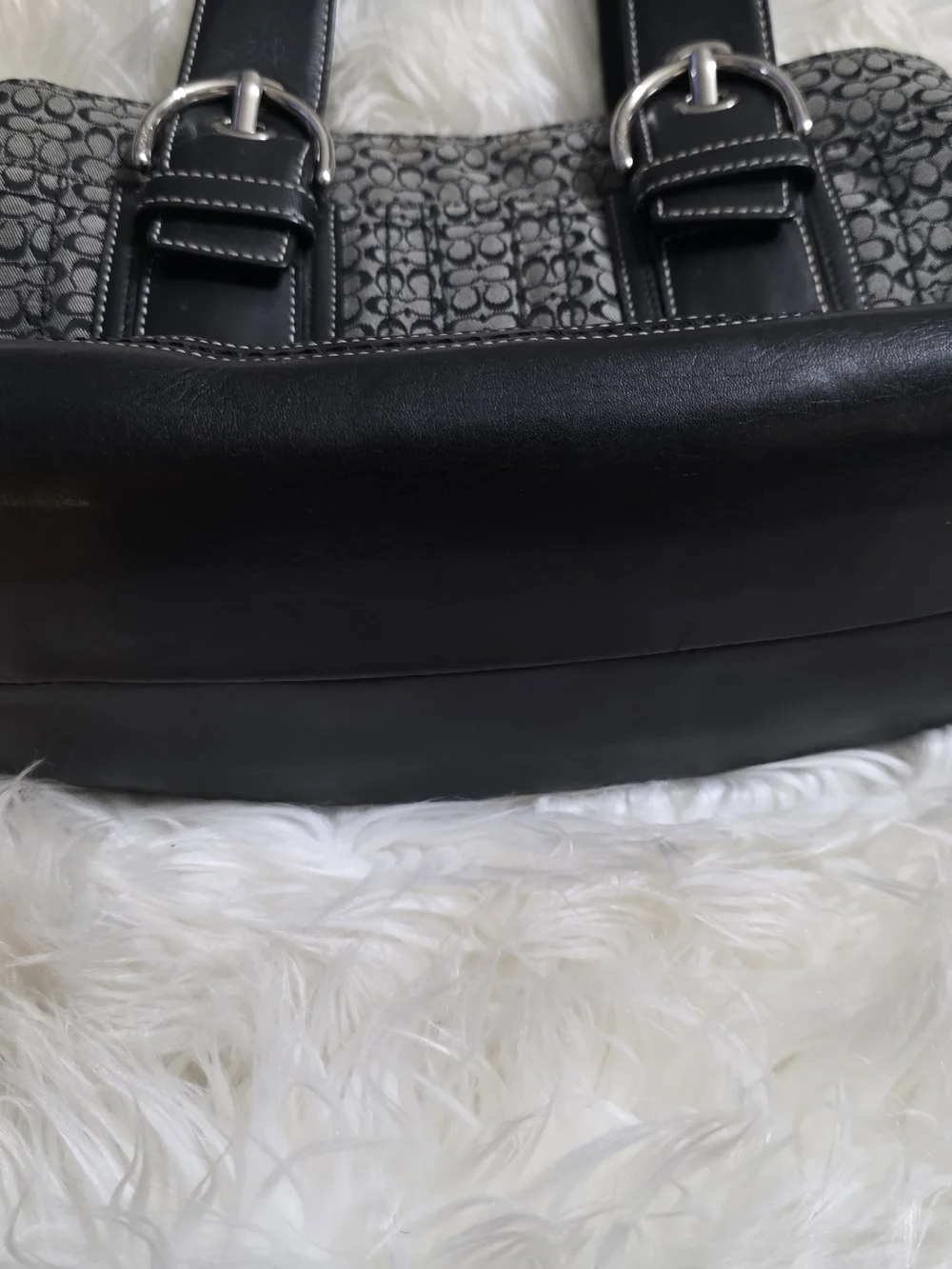 Vintage Coach Black Signature Canvas Shoulder Bag